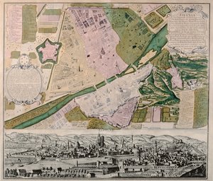 Kort over Firenze med perspektivisk udsigt, 1750